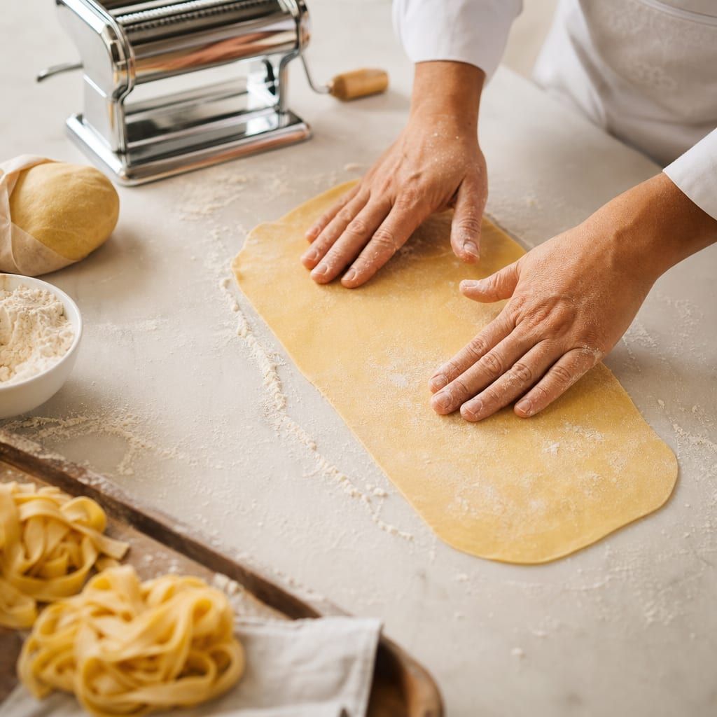 Pâtes fraîches étalées à la main